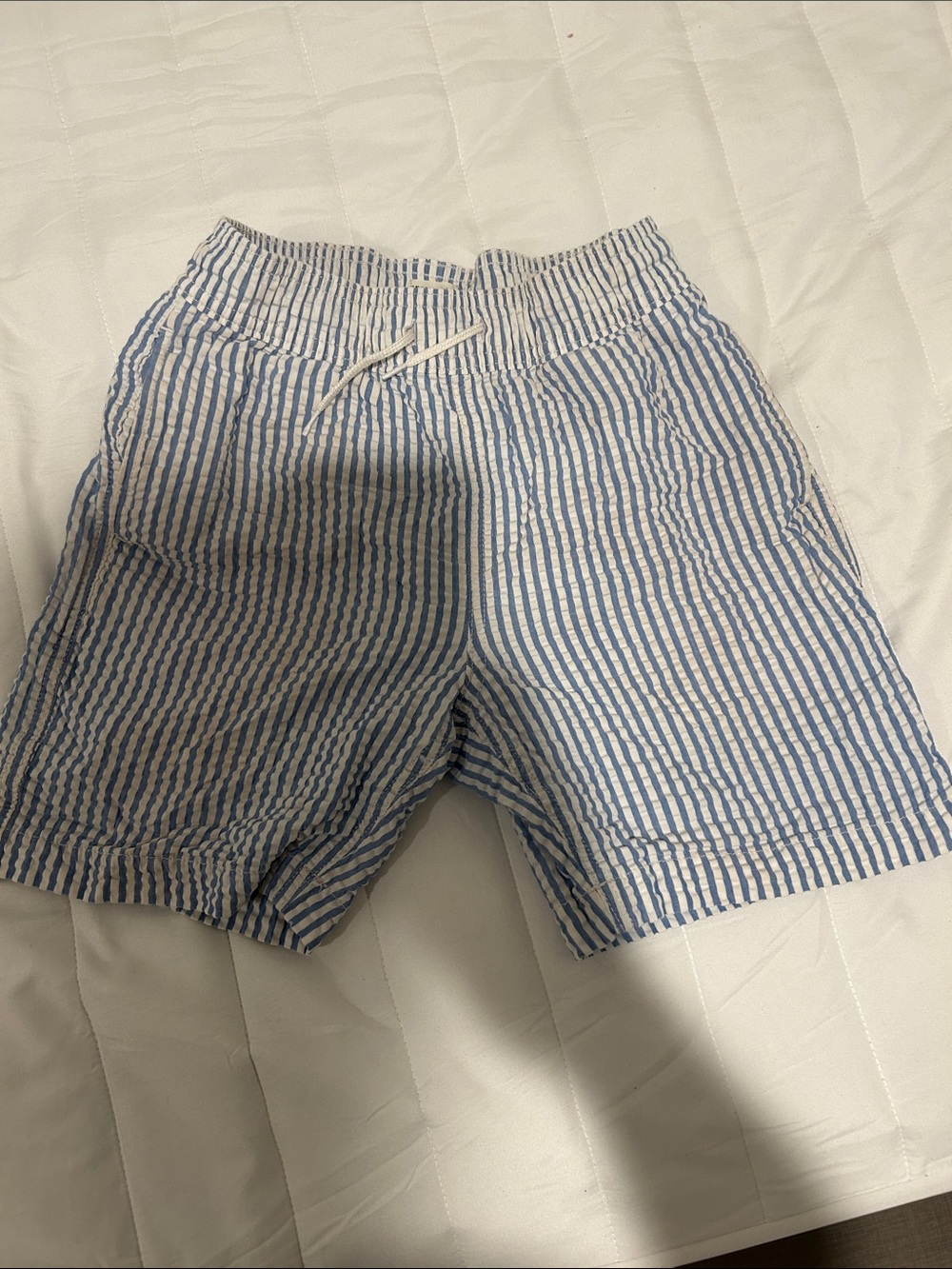 Kids Blue & White Striped Casual Drawstring Bathing Suit